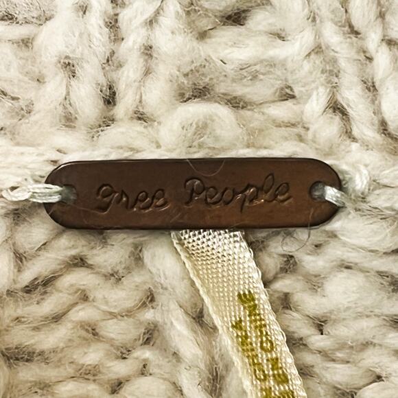 Free People Puritan Collar Peasant Boho Cardigan Sweater - Beige, Size S - Picture 8 of 9